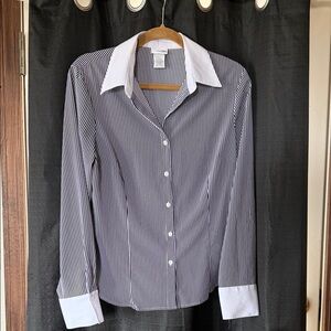 East 5th Black and White Striped Shirt